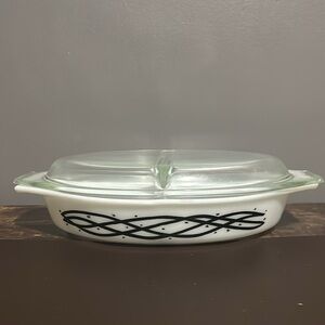 Vintage Barbed Wired divided Cinderella Pyrex dish